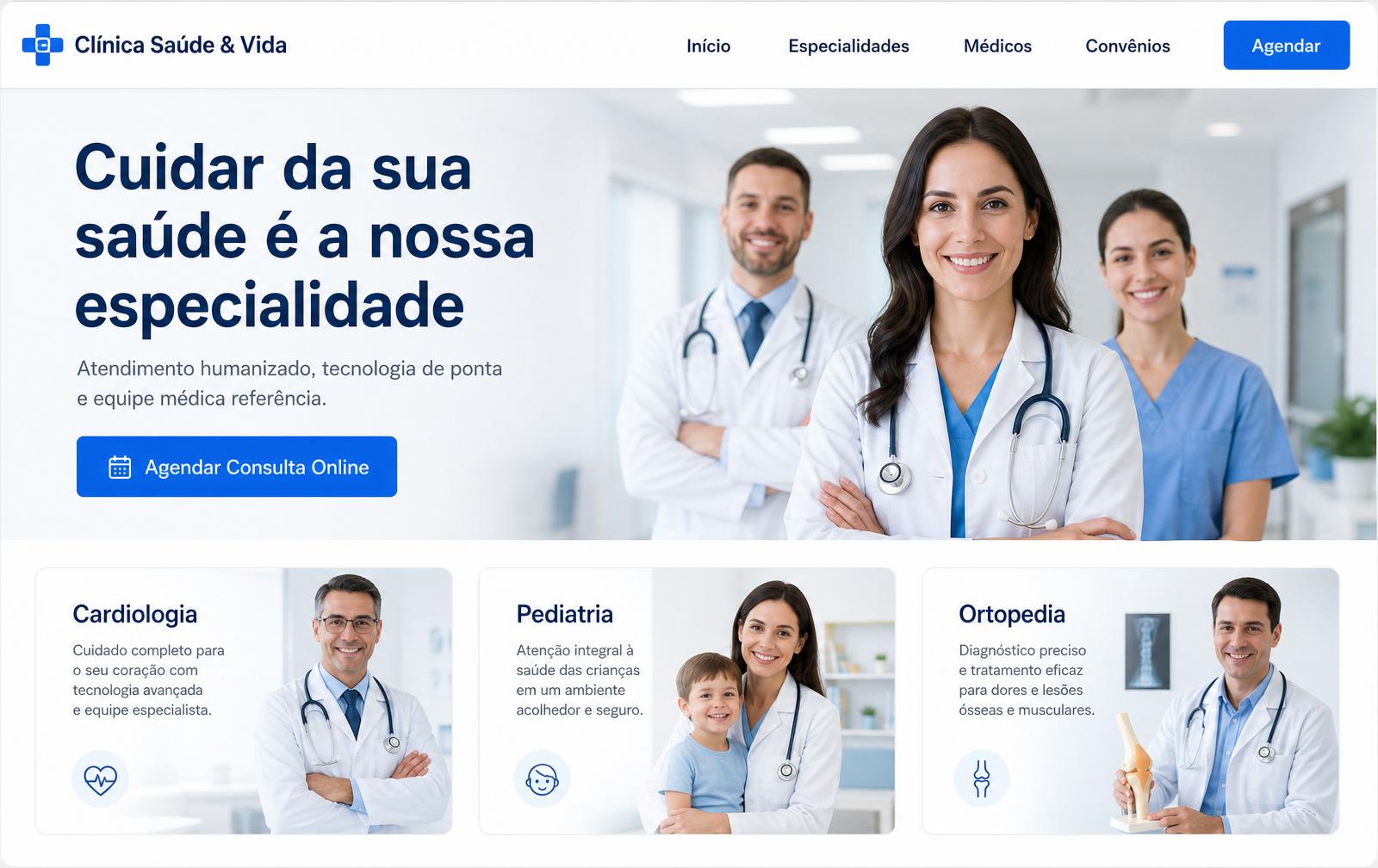 Site responsivo para clínica médica com agendamento online