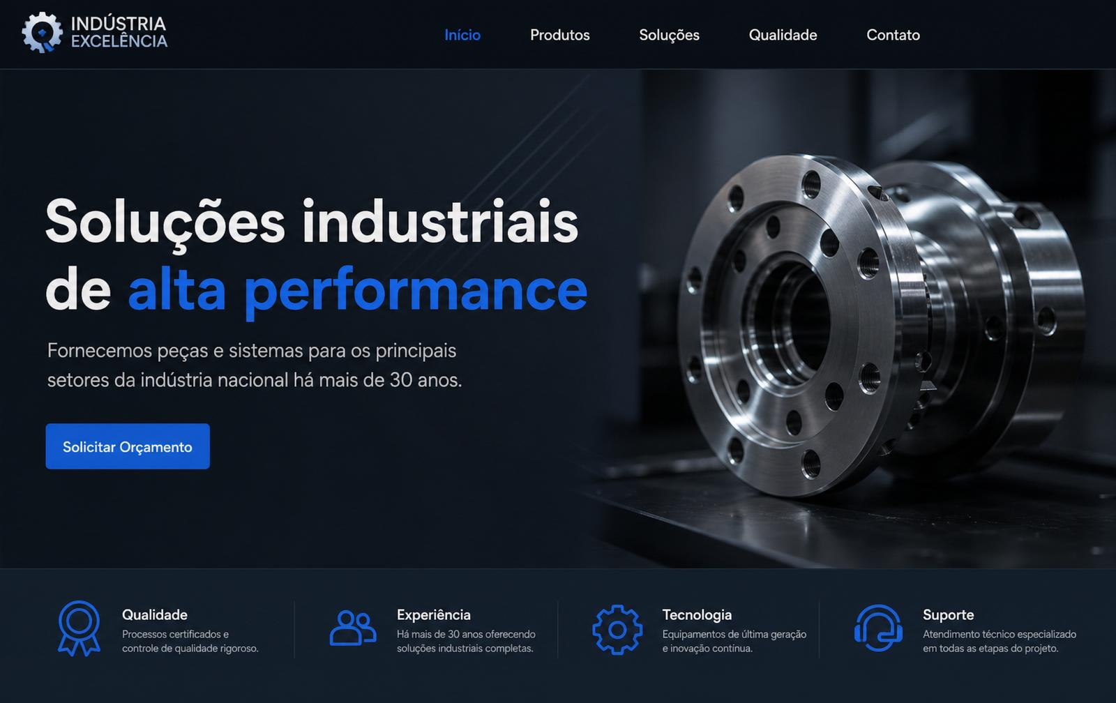 Site B2B para indústria com catálogo técnico e área do cliente
